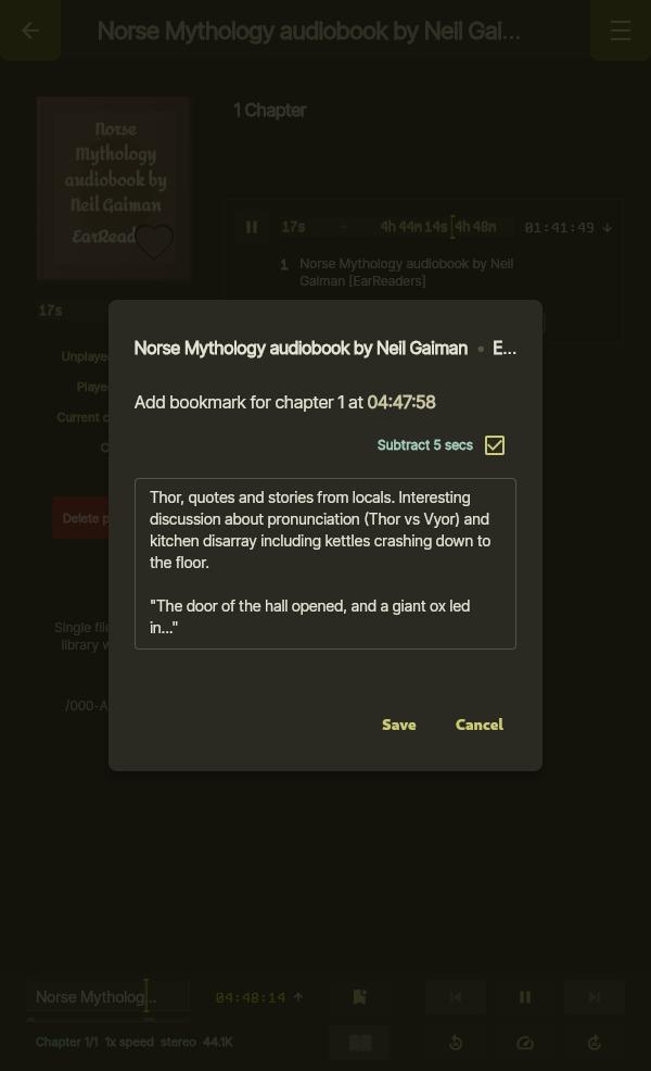 Bookmarks: Entering a note