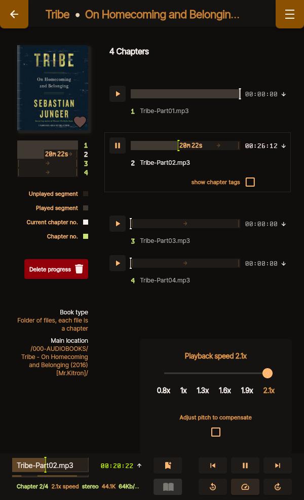 Opened book (playback speed showing)