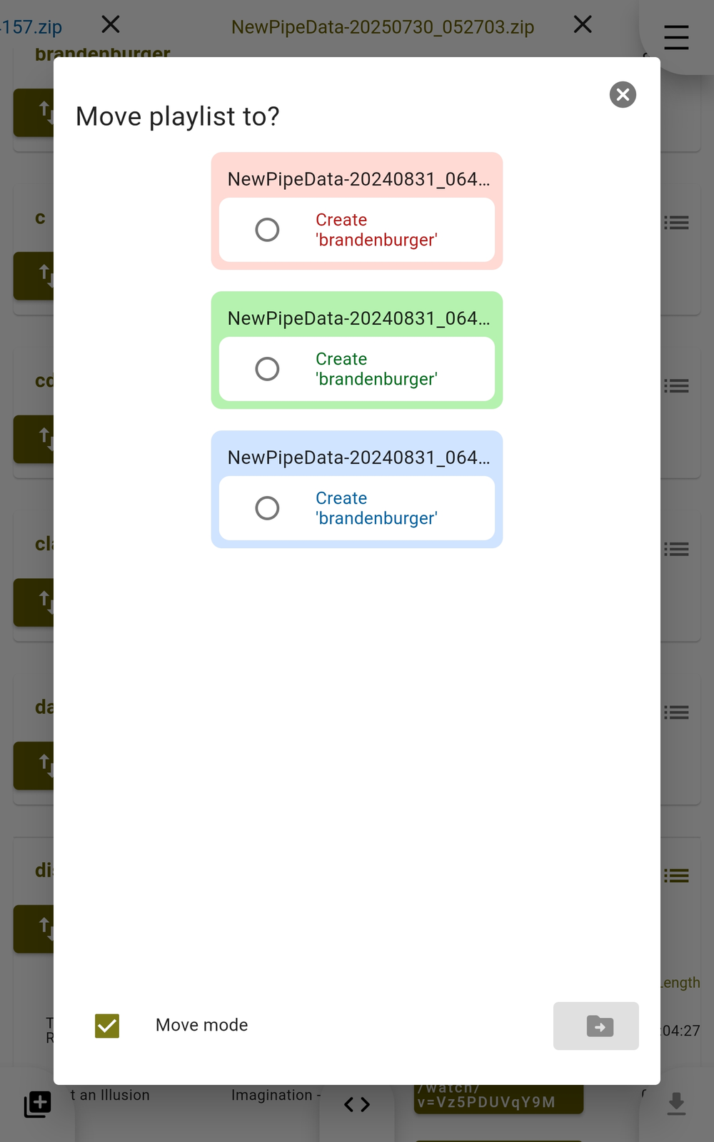 Moving a playlist to another database