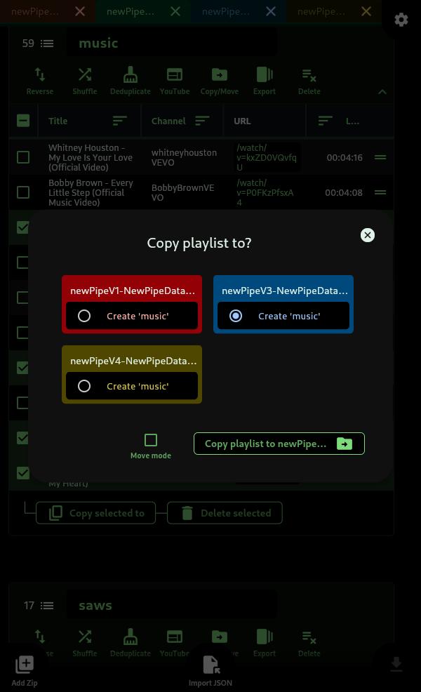Copy playlist (dark)