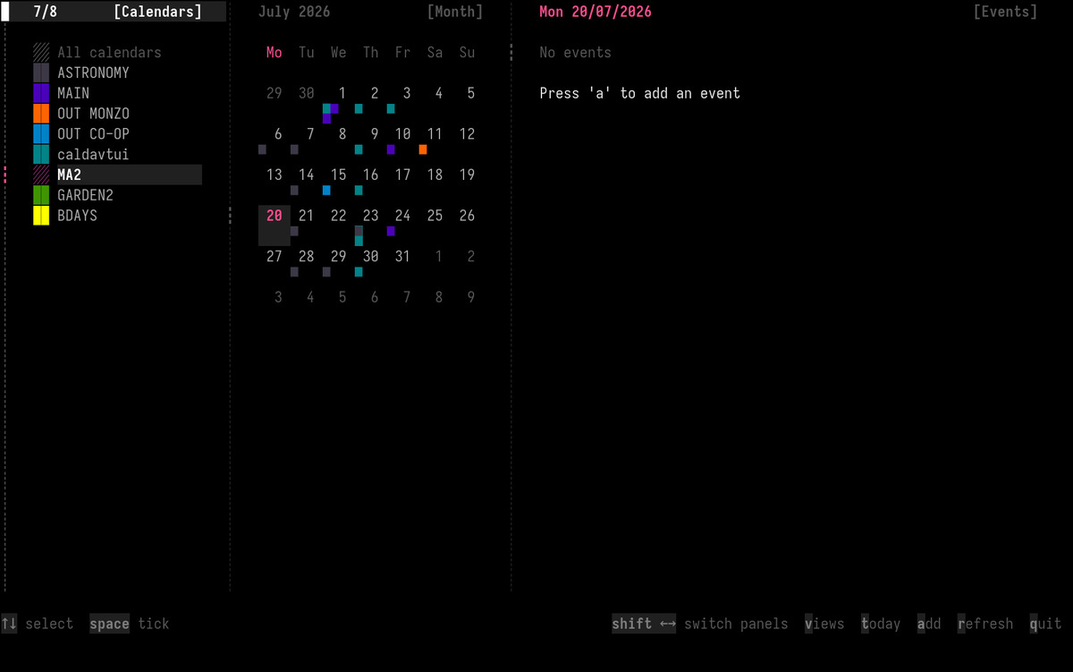 Select Calendars (132 columns)