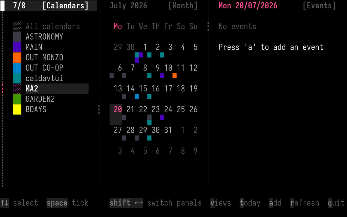 Select Calendars (82 columns)